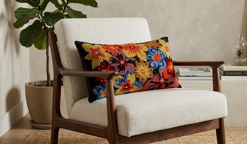 Flower sequin cushion cover - flower,