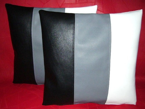 Black grey white stripe faux - 2,