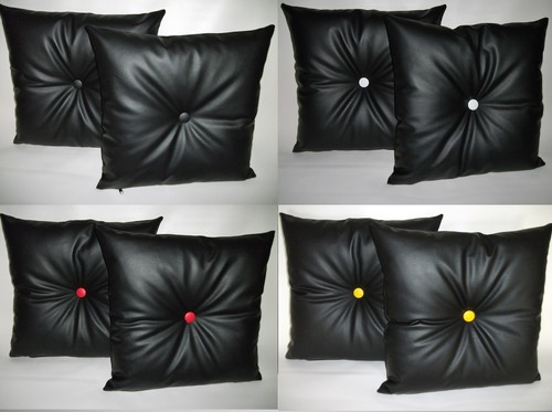 Black faux leather cushions - 2,