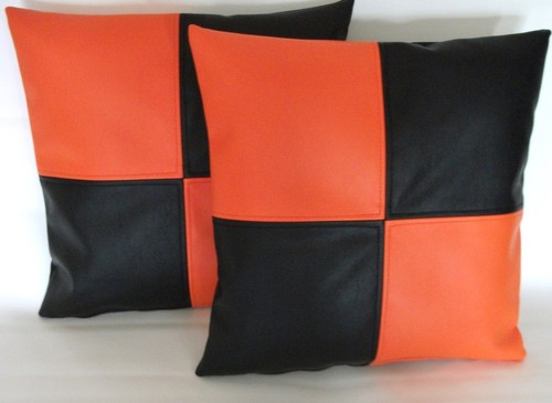 Black orange check faux - 2,